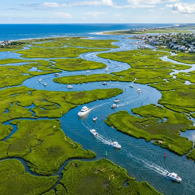 Aerial view of Northeast Florida coastal boating routes
